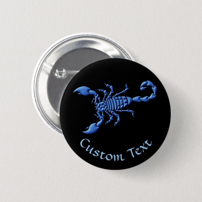 Badge Rond 5 Cm Scorpion bleu (Devant & derrière)