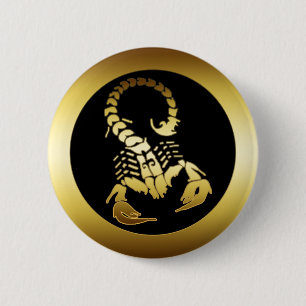 BADGE ROND 5 CM SCORPION D'OR