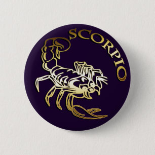 BADGE ROND 5 CM SCORPION D'OR