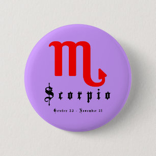 Badge Rond 5 Cm Scorpion, Horoscope, zodiaque, astrologie
