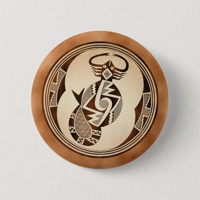 Badge Rond 5 Cm Scorpion-Serpent-Poisson de Mimbres (Devant)