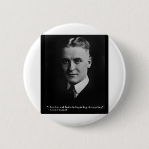 Badge Rond 5 Cm Scott Fitzgerald "Amour/Commencement" Citation Cad