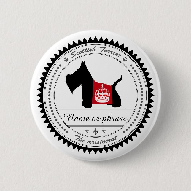Badge Rond 5 Cm Scottie No. couronne 8 royale (Devant)
