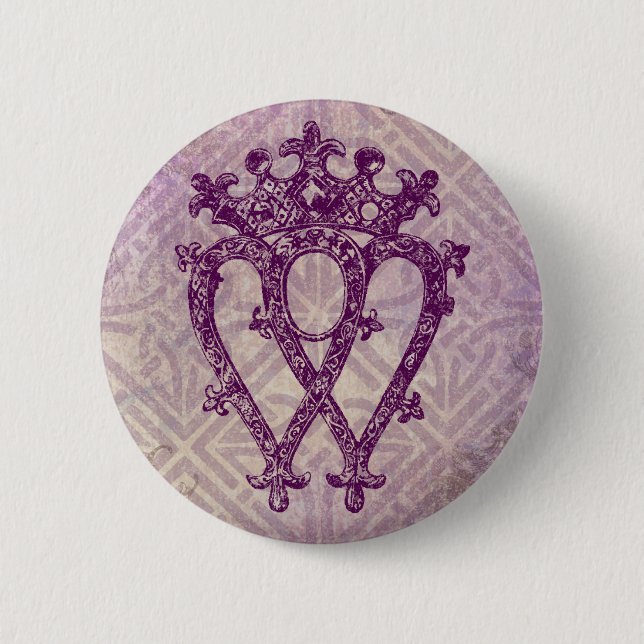 Badge Rond 5 Cm Scottish Luckenbooth violet noeud celtique (Devant)