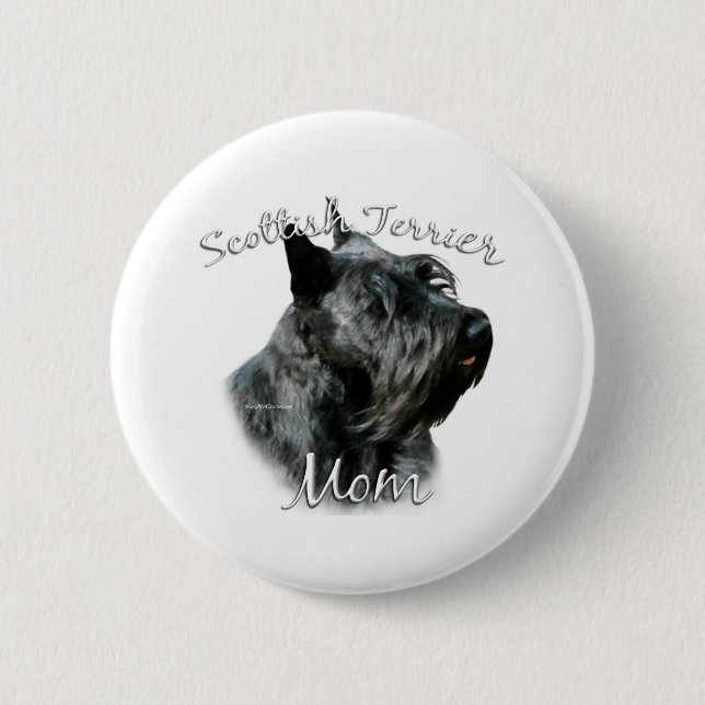 Badge Rond 5 Cm Scottish Terrier (noir) Maman 2 (Devant)