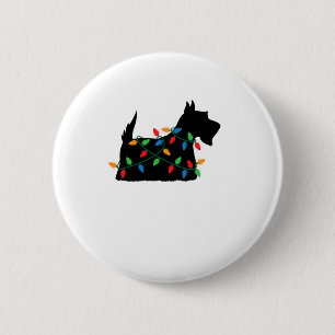 Badge Rond 5 Cm Scottish Terrier Scottie Chien Noël Lumières Cadea