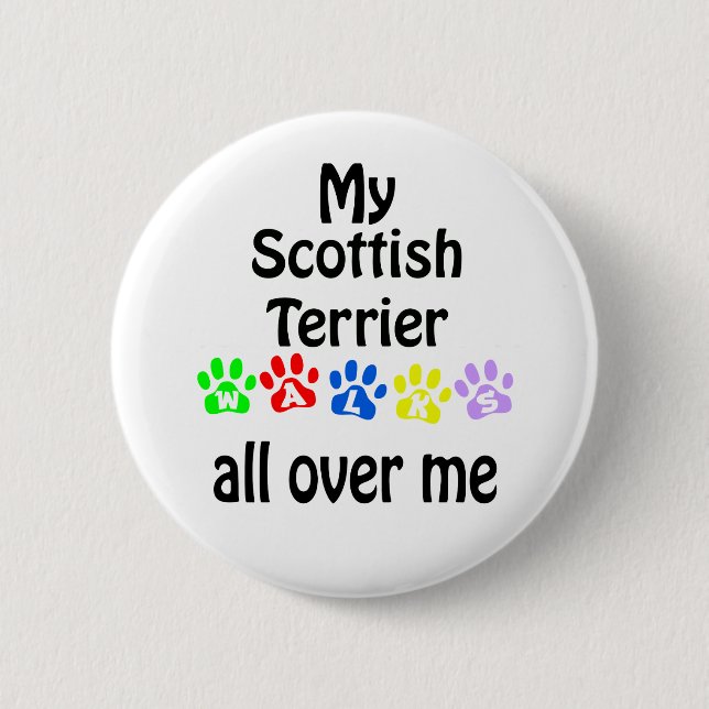Badge Rond 5 Cm Scottish Terrier Walks Design (Devant)