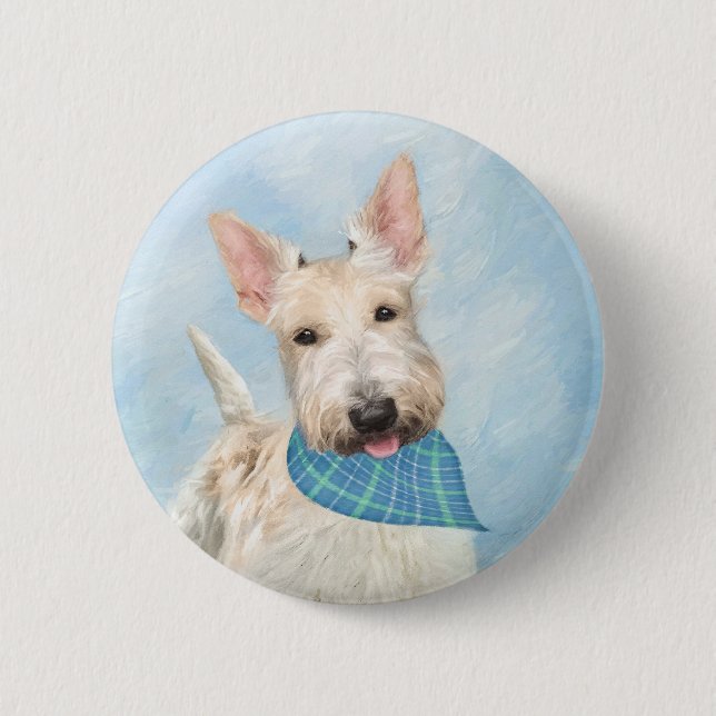 Badge Rond 5 Cm Scottish Terrier Wheaten Dog Painting Art original (Devant)