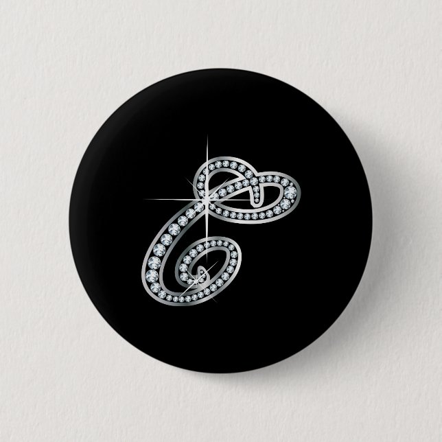 Badge Rond 5 Cm Script C "Diamond Bling" (Devant)