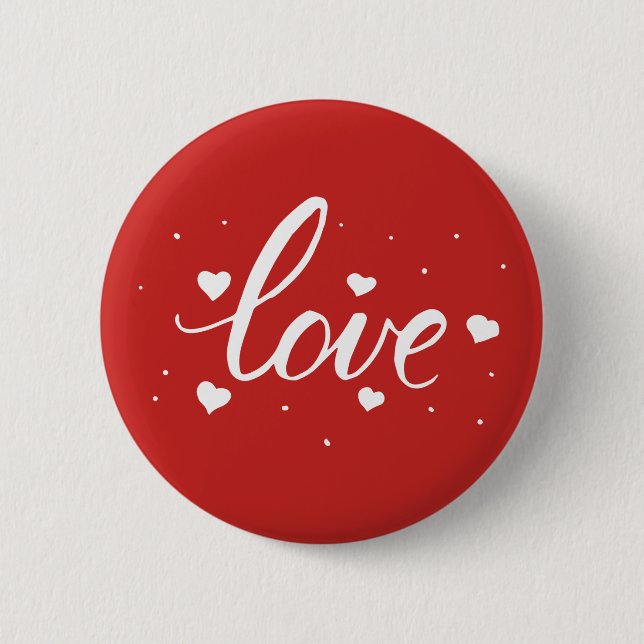 Badge Rond 5 Cm Script Coeurs d'amour (Devant)