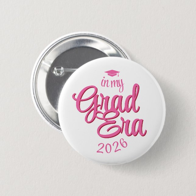 Badge Rond 5 Cm Script Grad Ère Personnalisé Année Diplômé (Devant & derrière)