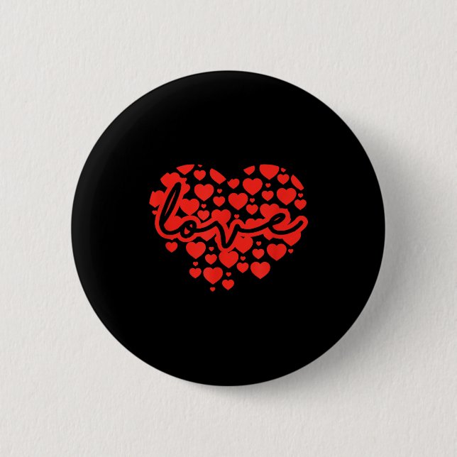 Badge Rond 5 Cm Script Love Heart Of Hearts Valentine's Day  (Devant)