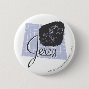 Badge Rond 5 Cm Script noir et bleu Jerry