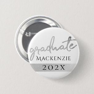 Badge Rond 5 Cm Script Silver Gradué   Faux Metallic tendance