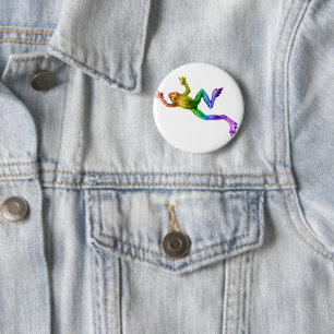 Badge Rond 5 Cm Sculpture de grenouille arc-en-ciel de SlipperyJoe