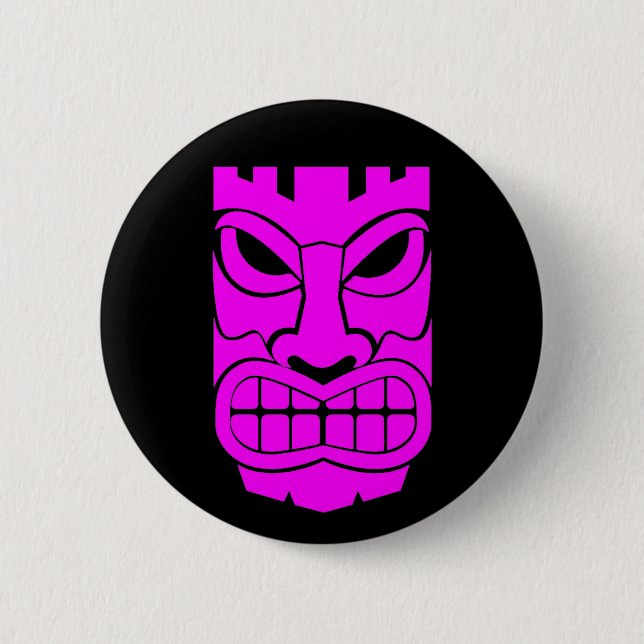 Badge Rond 5 Cm Sculpture Tiki rose Thunder_Cove (Devant)