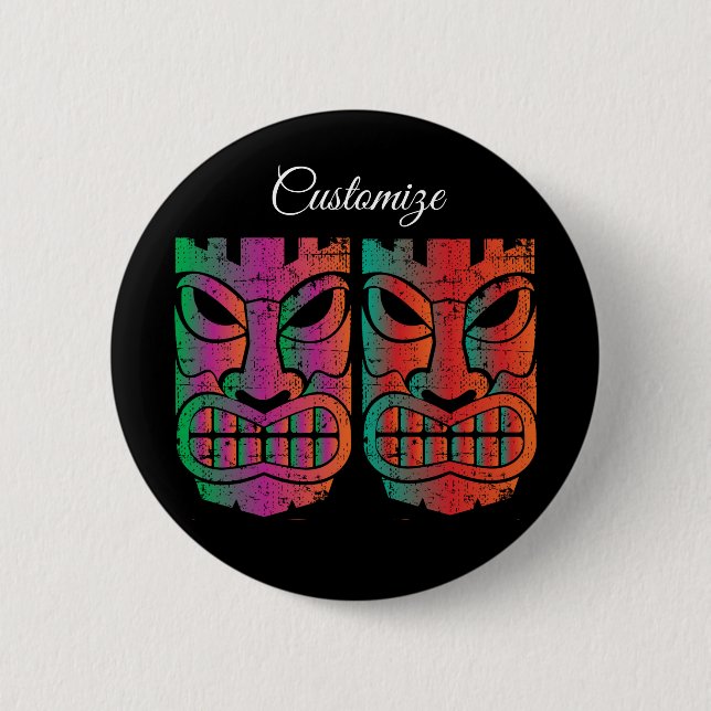 Badge Rond 5 Cm Sculpture Twin Tiki Thunder_Cove (Devant)