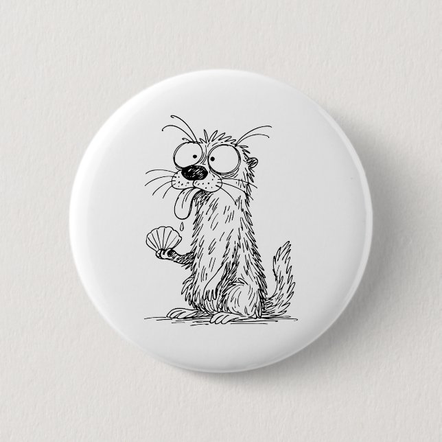 Badge Rond 5 Cm Sea Otter Abstract Art Rtrait Drawing Whimsical Fu (Devant)