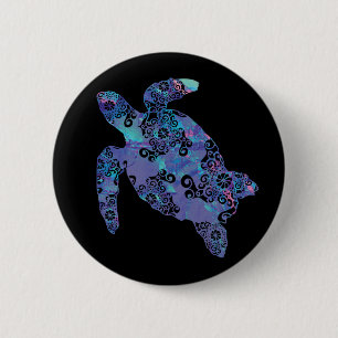 Badge Rond 5 Cm Sea Turtle Mandala Magical Color Light Art