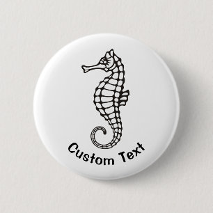 Badge Rond 5 Cm Seahorse Black