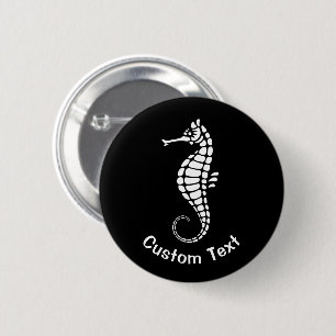 Badge Rond 5 Cm Seahorse White