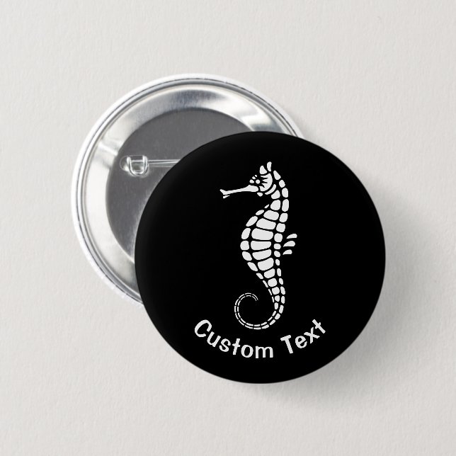 Badge Rond 5 Cm Seahorse White (Devant & derrière)