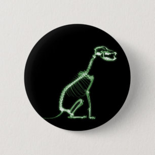 BADGE ROND 5 CM SÉANCE DE SQUELETTE DE CHIOT DE RAYON X - VERT