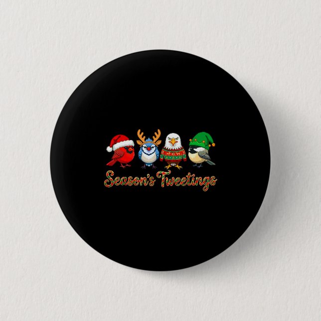 Badge Rond 5 Cm Season's Tweetings Funny Christmas Birdwatcher Squ (Devant)
