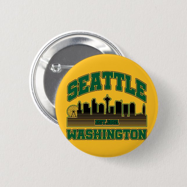 Badge Rond 5 Cm Seattle, Washington (Devant & derrière)