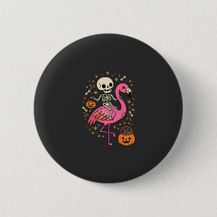 Badge Rond 5 Cm Seau de bonbons squelette de flamant rose d'Hallow