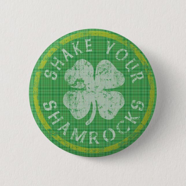 Badge Rond 5 Cm Secouez votre bouton de shamrocks (Devant)