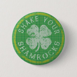 Badge Rond 5 Cm Secouez votre bouton de shamrocks
