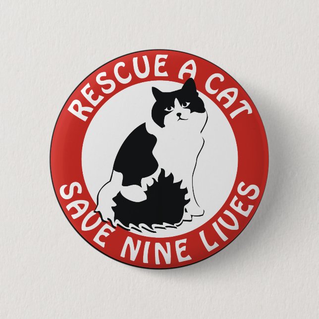 Badge Rond 5 Cm Secourez un chat, sauvez les neuf vies (Devant)