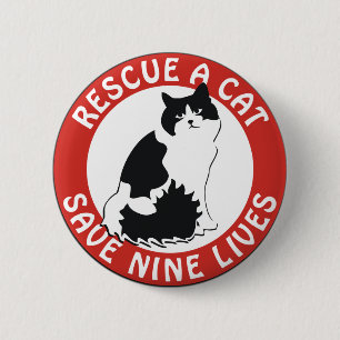 Badge Rond 5 Cm Secourez un chat, sauvez les neuf vies