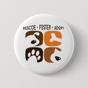 Badge Rond 5 Cm Secourir Foster Adopter le bouton chat chien