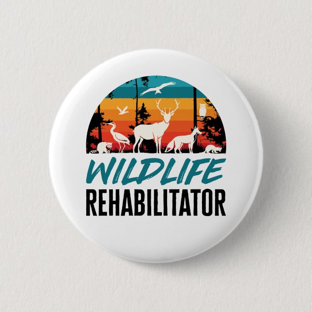 Badge Rond 5 Cm Secourt de réhabilitation de la faune (Devant)