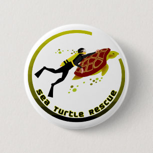 Badge Rond 5 Cm Secourt de tortue marine