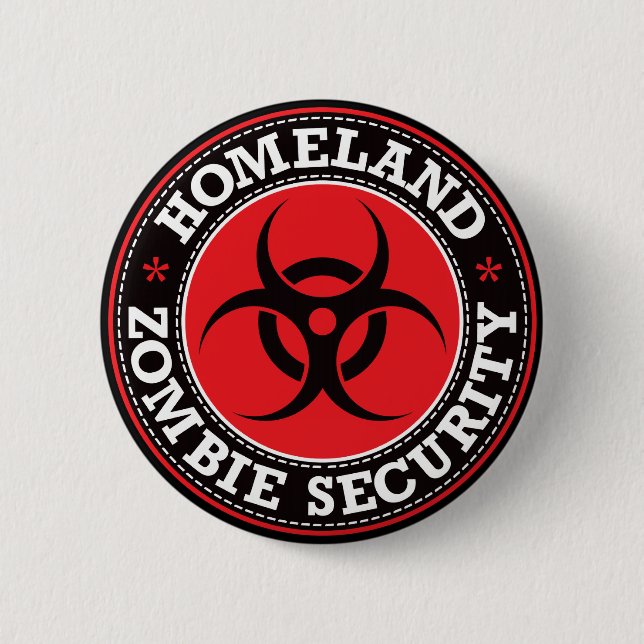 Badge Rond 5 Cm Sécurité de zombi de patrie - B rouge (Devant)