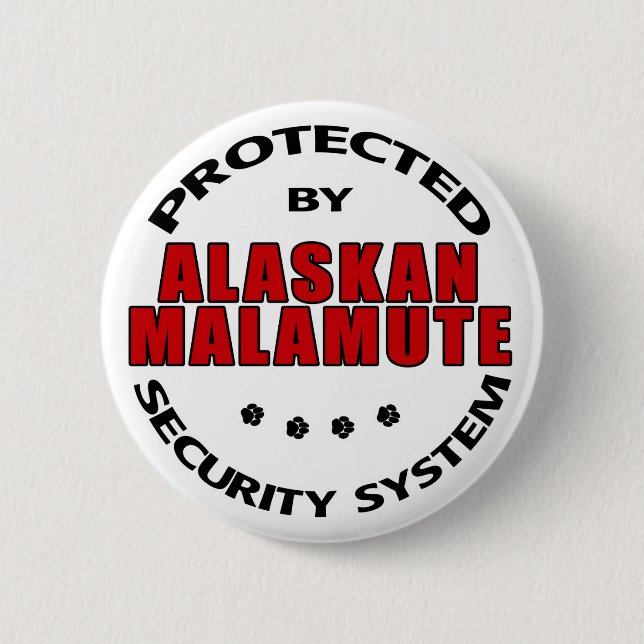 Badge Rond 5 Cm Sécurité des malamuts en Alaska (Devant)