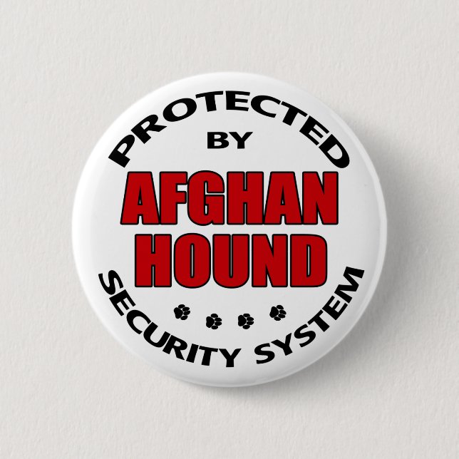 Badge Rond 5 Cm Sécurité Lévrier Afghan (Devant)