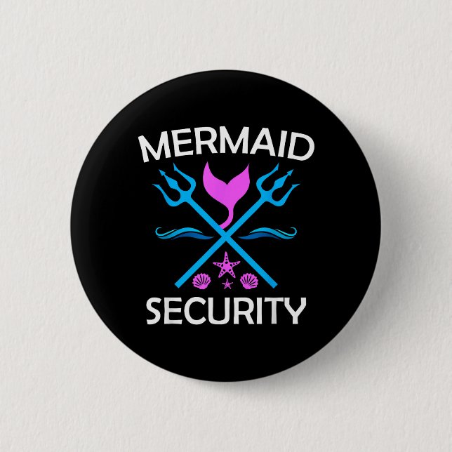 Badge Rond 5 Cm Sécurité sirène homme-poisson (Devant)