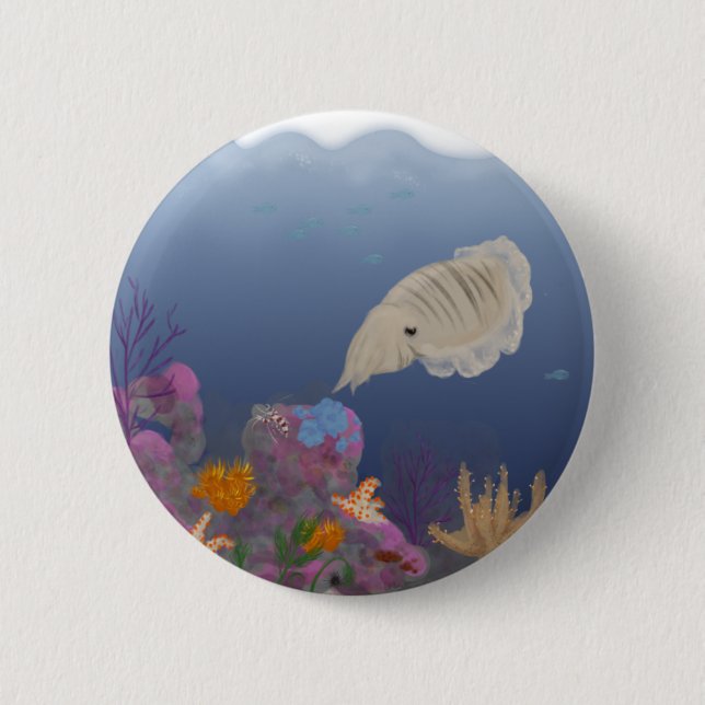 Badge Rond 5 Cm Seiches curieuses (Devant)