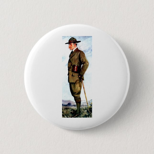 Badge Rond 5 Cm Seigneur Baden-Powell - fondateur de surveillance (Devant)