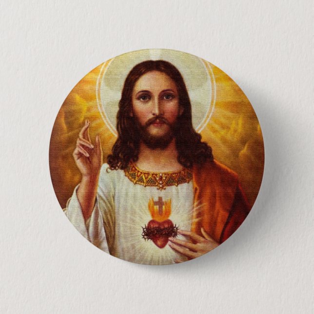 Badge Rond 5 Cm Seigneur Jésus-Christ et le coeur sacré (Devant)