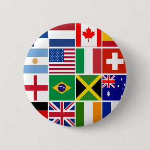 Badge Rond 5 Cm Seize drapeaux de beaucoup de T-shirts de nations,