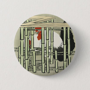 Badge Rond 5 Cm Sekka Roosters de Momoyogusa Art japonais