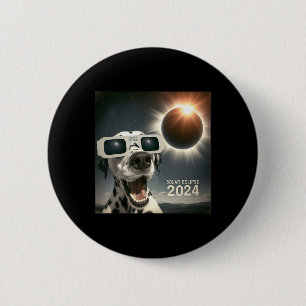 Badge Rond 5 Cm Selfie Dalmatie Enfants Mens Solaire Eclipse Chien