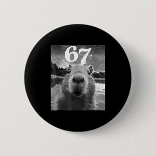 Badge Rond 5 Cm Selfie de capybara avec graphique de capy mème 67