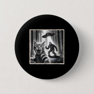 Badge Rond 5 Cm Selfie De Chat Avec Bigfoot & ; Ufo _ Funny Sas