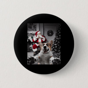 Badge Rond 5 Cm Selfie De Chat De Noël Drôle Avec Santa Claus Cute